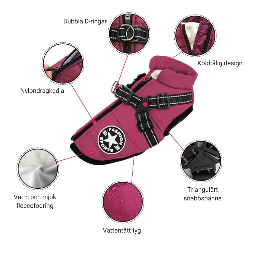 Petstar™ - Vattentät Vinterjacka med Inbyggd Sele
