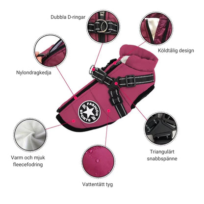 Petstar™ - Vattentät Vinterjacka med Inbyggd Sele