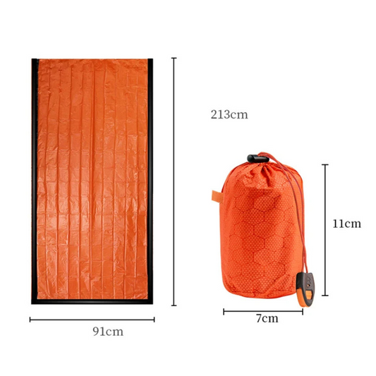 Vedenpitävä hätämakuupussi